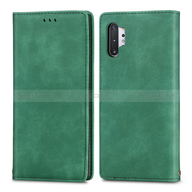 Custodia Portafoglio In Pelle Cover con Supporto S04D per Samsung Galaxy Note 10 Plus 5G Verde