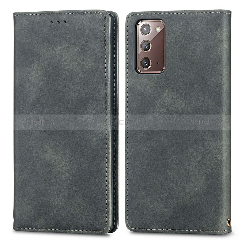 Custodia Portafoglio In Pelle Cover con Supporto S04D per Samsung Galaxy Note 20 5G Grigio
