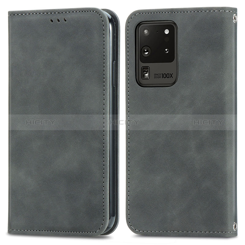 Custodia Portafoglio In Pelle Cover con Supporto S04D per Samsung Galaxy S20 Ultra 5G Grigio
