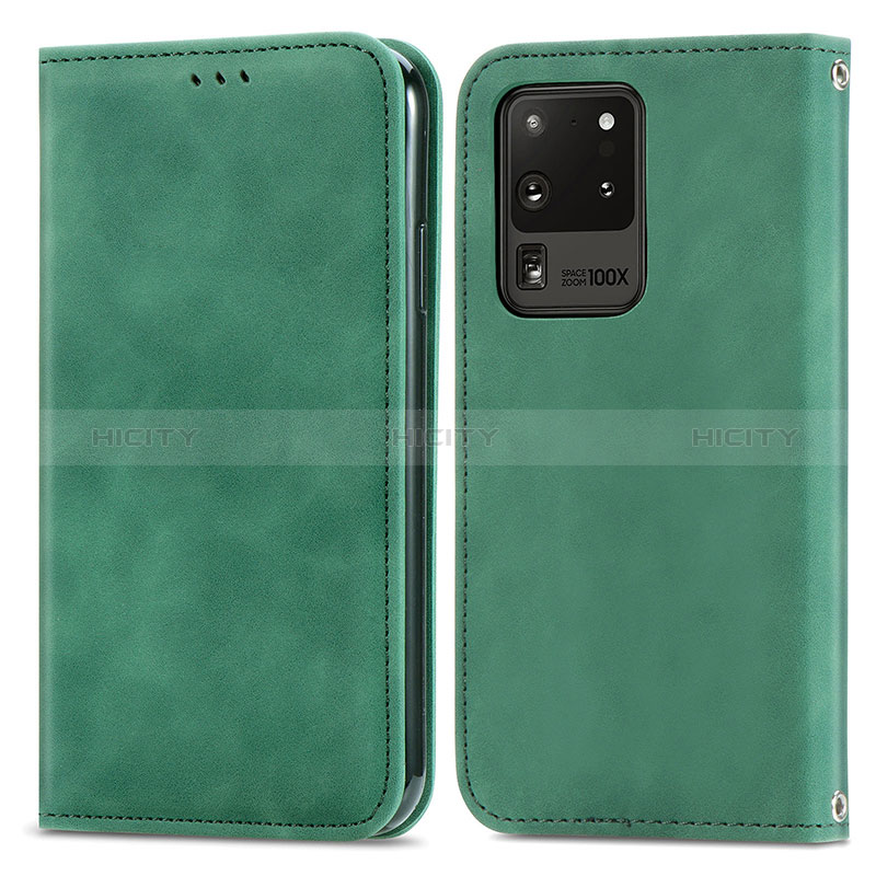 Custodia Portafoglio In Pelle Cover con Supporto S04D per Samsung Galaxy S20 Ultra 5G Verde