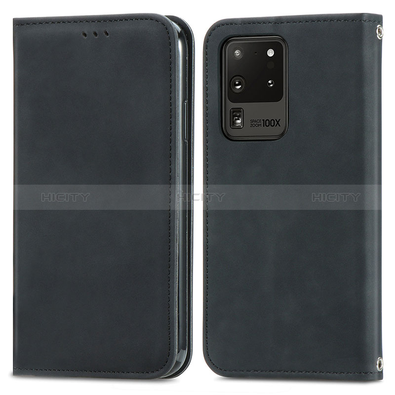 Custodia Portafoglio In Pelle Cover con Supporto S04D per Samsung Galaxy S20 Ultra Nero