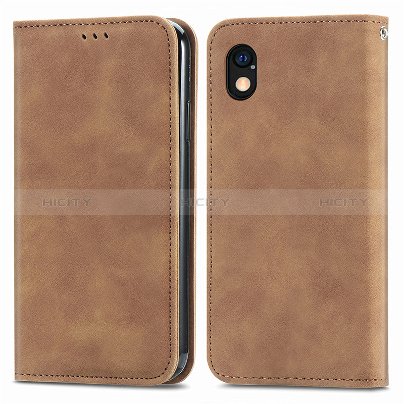 Custodia Portafoglio In Pelle Cover con Supporto S04D per Sony Xperia Ace III Marrone