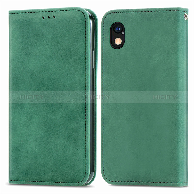 Custodia Portafoglio In Pelle Cover con Supporto S04D per Sony Xperia Ace III Verde