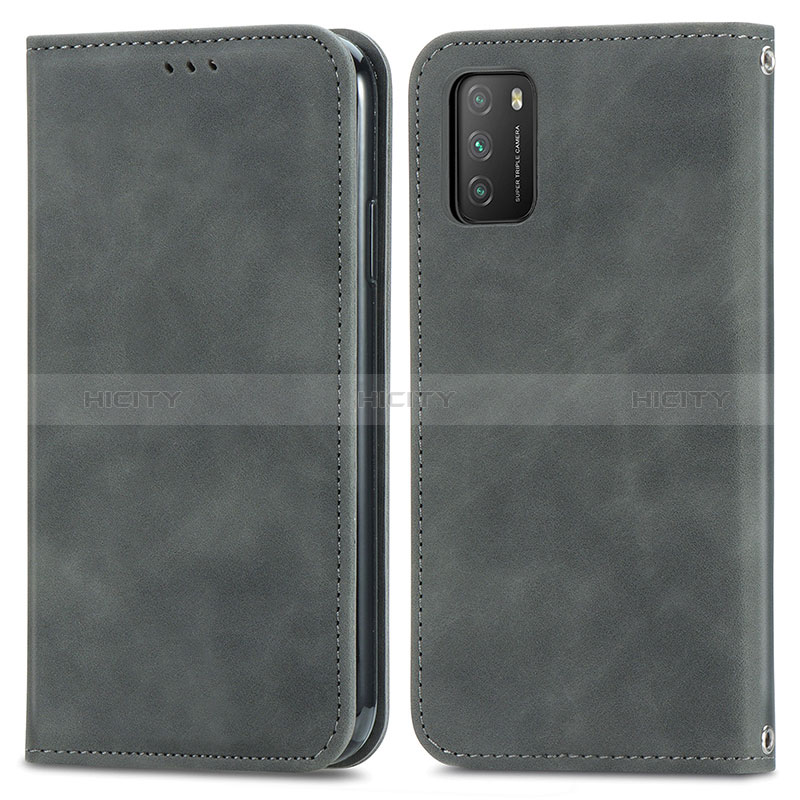 Custodia Portafoglio In Pelle Cover con Supporto S04D per Xiaomi Poco M3 Grigio