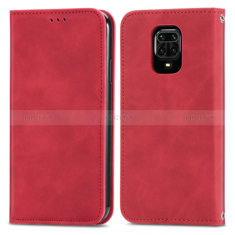 Custodia Portafoglio In Pelle Cover con Supporto S04D per Xiaomi Redmi Note 9 Pro Rosso