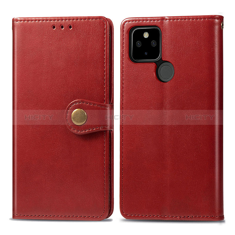 Custodia Portafoglio In Pelle Cover con Supporto S05D per Google Pixel 5 XL 5G Rosso