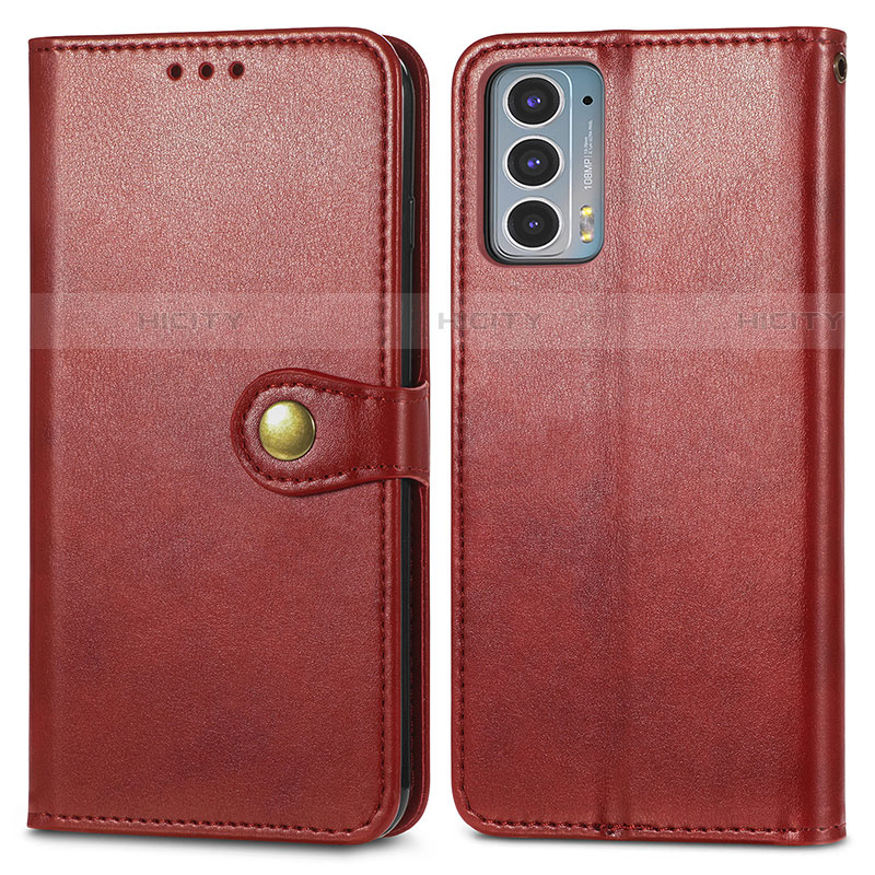 Custodia Portafoglio In Pelle Cover con Supporto S05D per Motorola Moto Edge Lite 5G Rosso