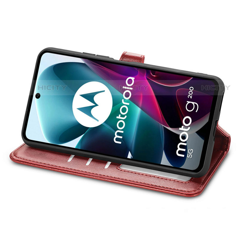Custodia Portafoglio In Pelle Cover con Supporto S05D per Motorola Moto G200 5G