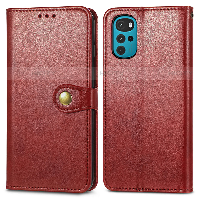 Custodia Portafoglio In Pelle Cover con Supporto S05D per Motorola Moto G22 Rosso