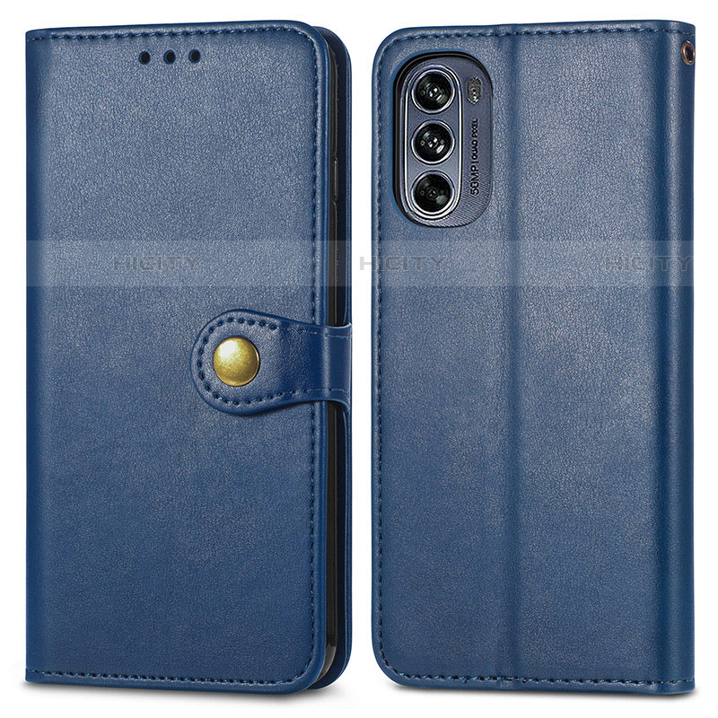 Custodia Portafoglio In Pelle Cover con Supporto S05D per Motorola Moto G62 5G Blu