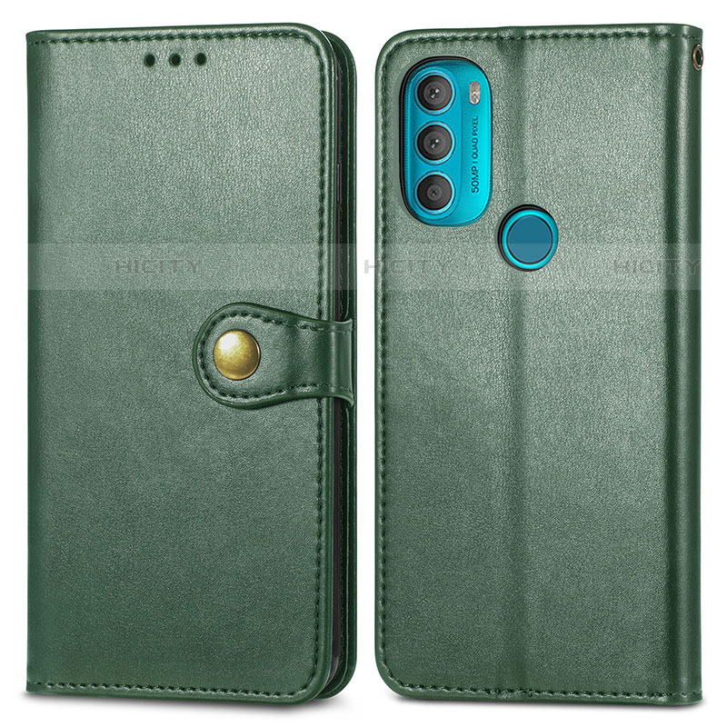 Custodia Portafoglio In Pelle Cover con Supporto S05D per Motorola Moto G71 5G Verde