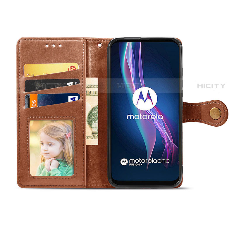 Custodia Portafoglio In Pelle Cover con Supporto S05D per Motorola Moto One Fusion Plus