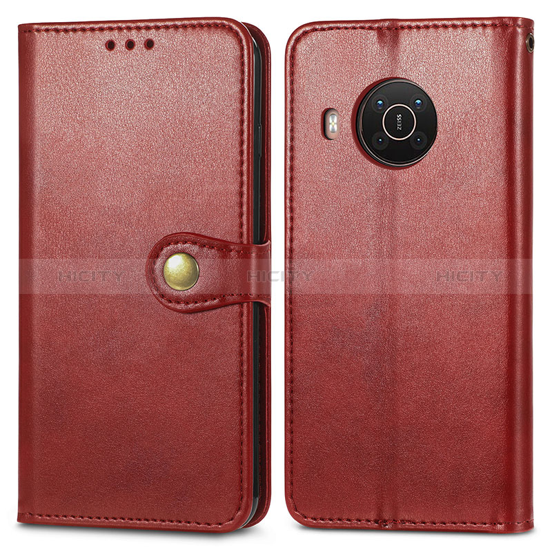 Custodia Portafoglio In Pelle Cover con Supporto S05D per Nokia X20 Rosso
