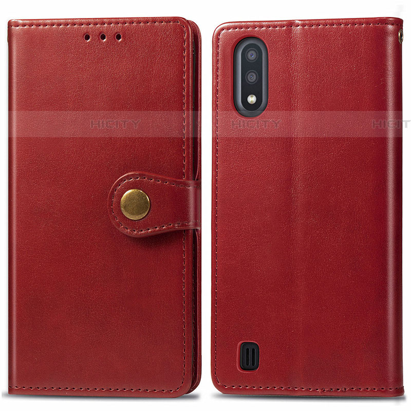 Custodia Portafoglio In Pelle Cover con Supporto S05D per Samsung Galaxy A01 SM-A015 Rosso