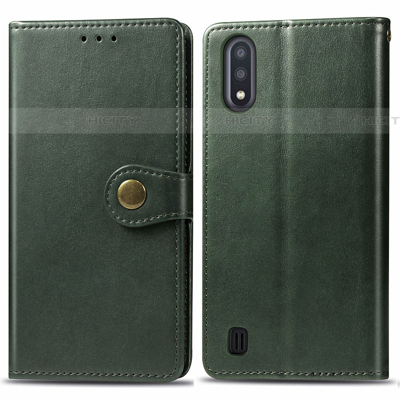 Custodia Portafoglio In Pelle Cover con Supporto S05D per Samsung Galaxy A01 SM-A015 Verde