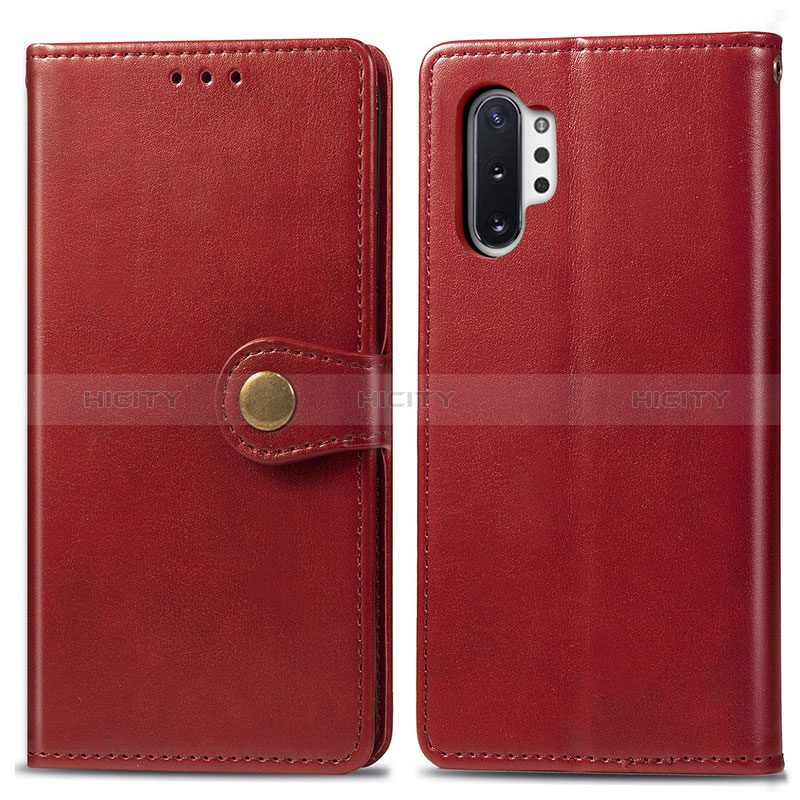 Custodia Portafoglio In Pelle Cover con Supporto S05D per Samsung Galaxy Note 10 Plus 5G Rosso
