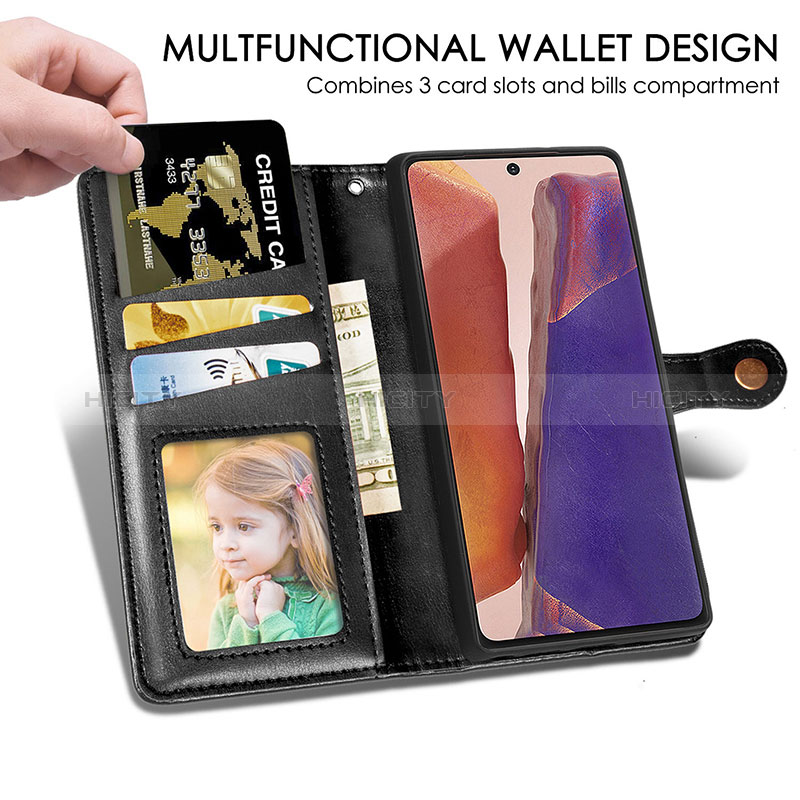 Custodia Portafoglio In Pelle Cover con Supporto S05D per Samsung Galaxy Note 20 5G