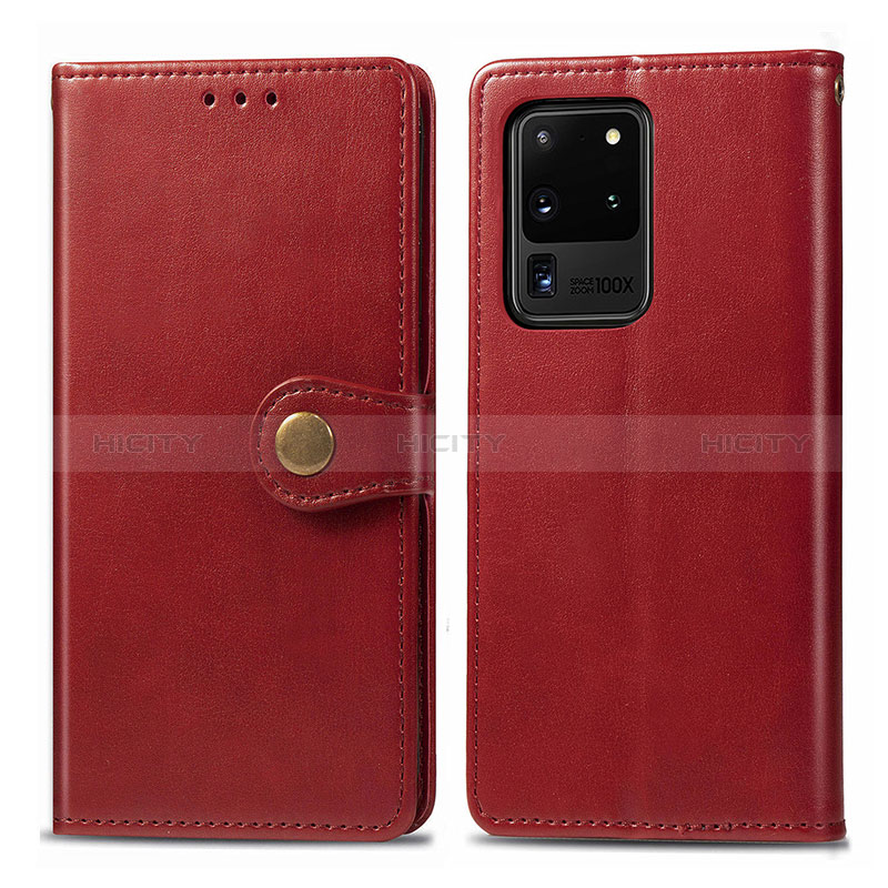 Custodia Portafoglio In Pelle Cover con Supporto S05D per Samsung Galaxy S20 Ultra Rosso