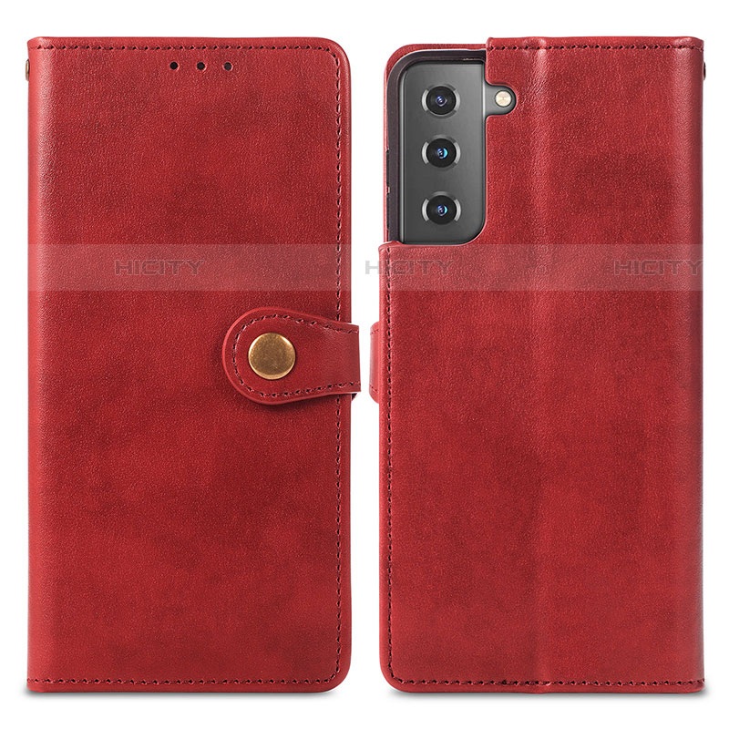 Custodia Portafoglio In Pelle Cover con Supporto S05D per Samsung Galaxy S22 Plus 5G Rosso
