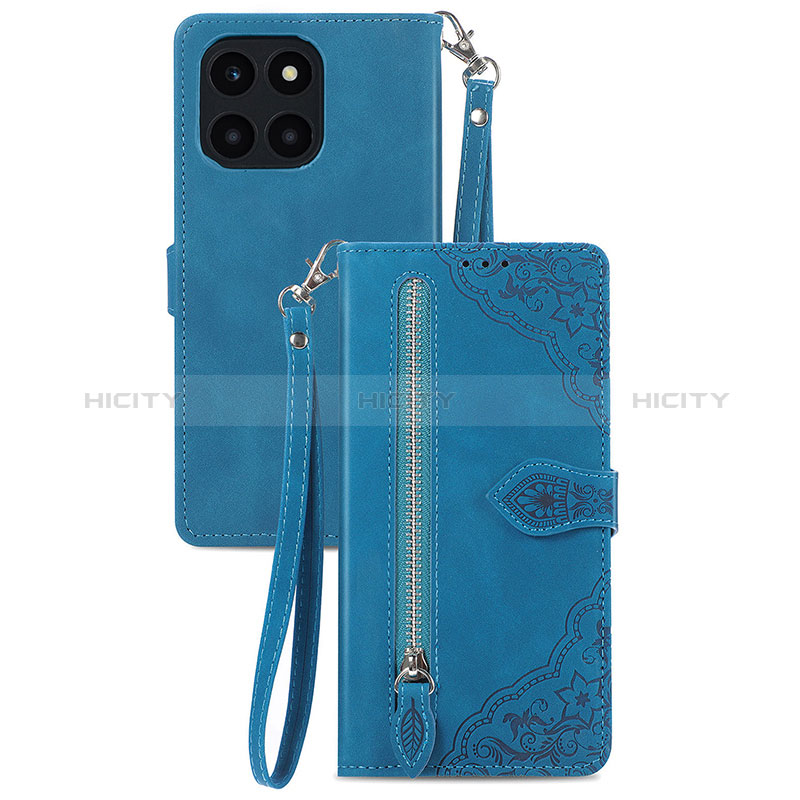 Custodia Portafoglio In Pelle Cover con Supporto S06D per Huawei Honor X8b Blu