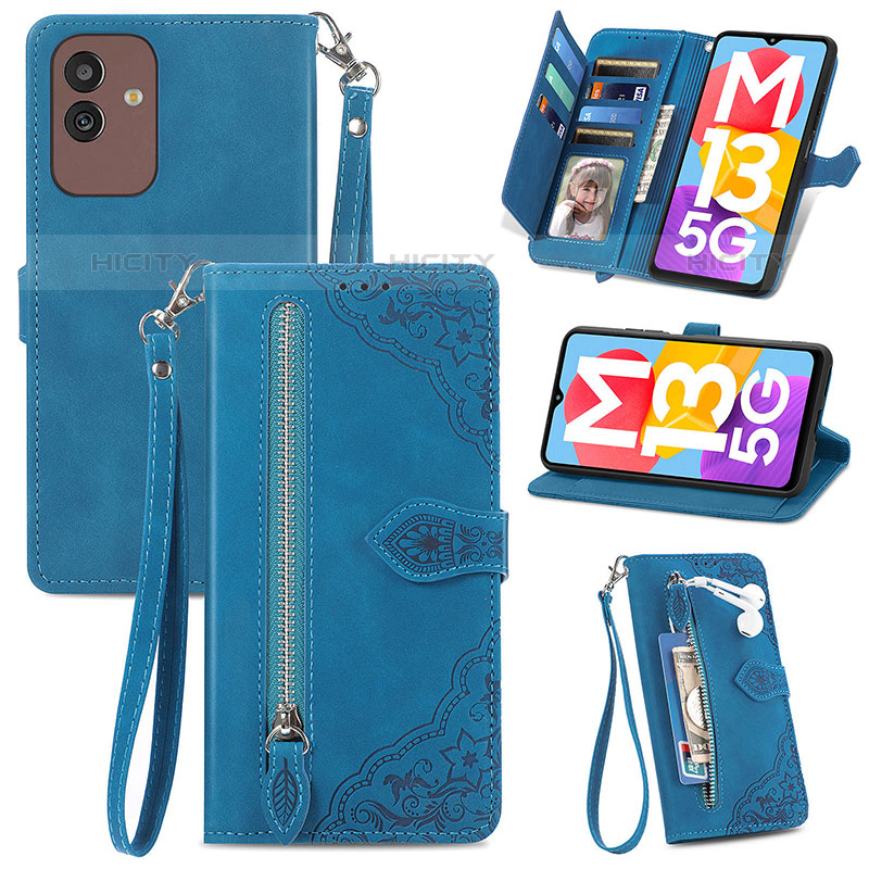 Custodia Portafoglio In Pelle Cover con Supporto S06D per Samsung Galaxy M13 5G