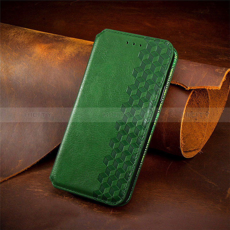 Custodia Portafoglio In Pelle Cover con Supporto S09D per Google Pixel 5 Verde