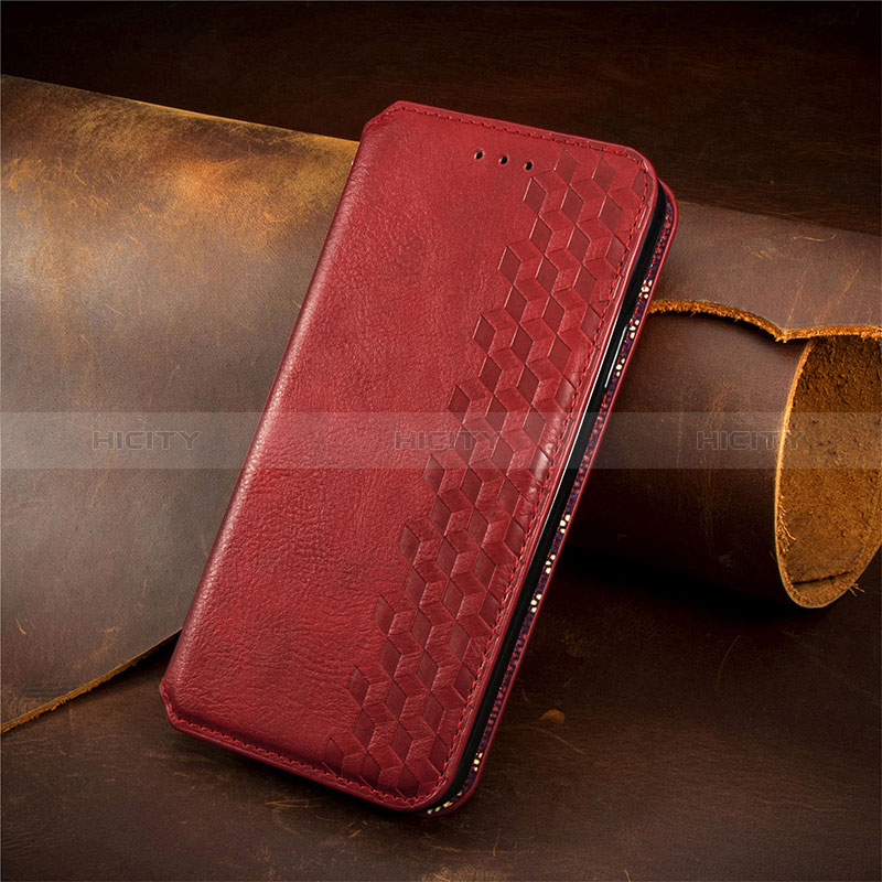 Custodia Portafoglio In Pelle Cover con Supporto S09D per Google Pixel 5 XL 5G Rosso