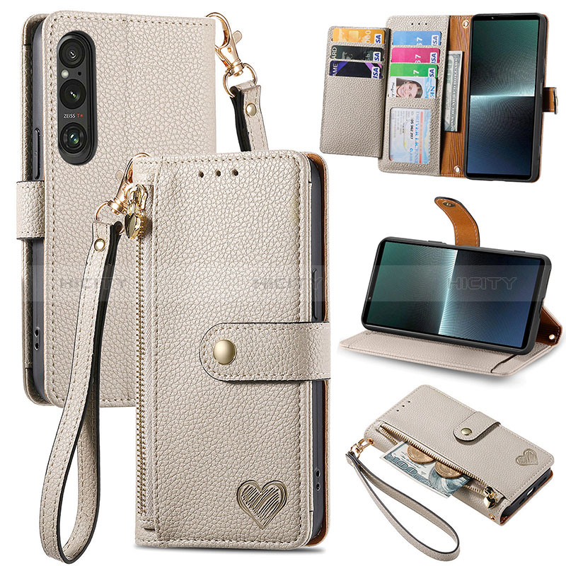 Custodia Portafoglio In Pelle Cover con Supporto S15D per Sony Xperia 1 V
