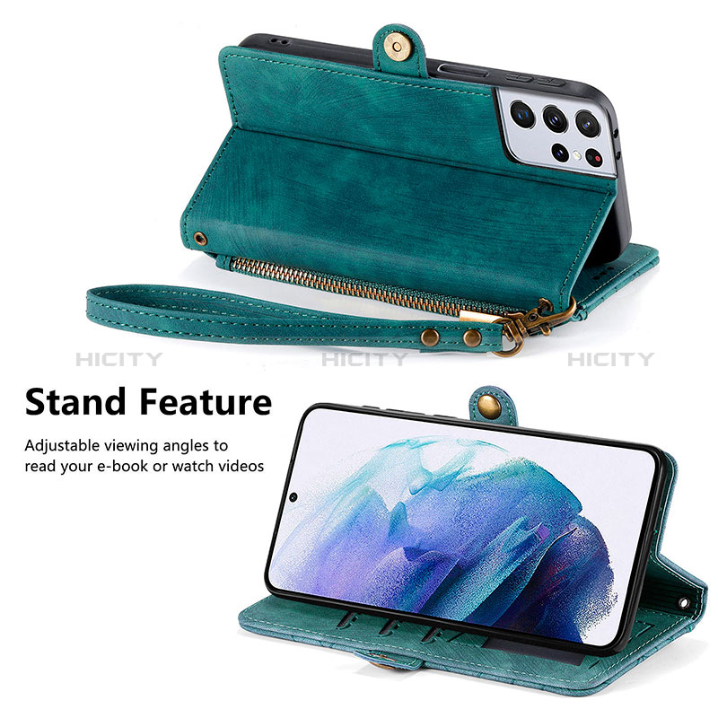 Custodia Portafoglio In Pelle Cover con Supporto S17D per Samsung Galaxy S23 Ultra 5G