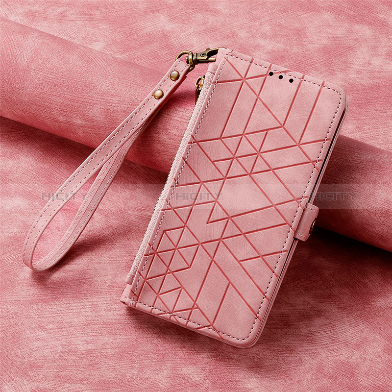 Custodia Portafoglio In Pelle Cover con Supporto S18D per Samsung Galaxy S22 Plus 5G Rosa