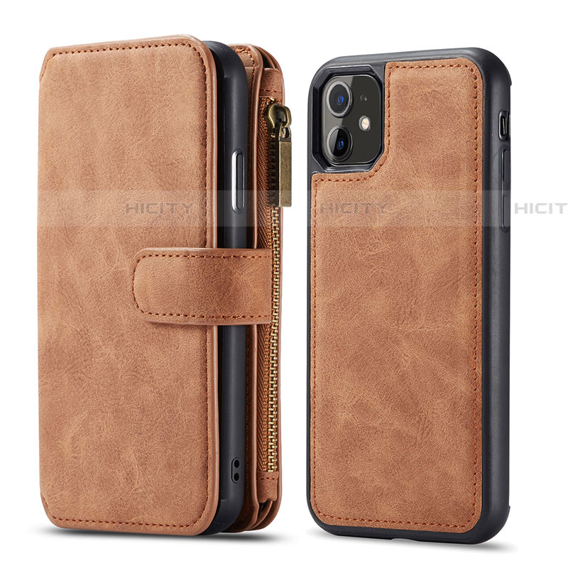 Custodia Portafoglio In Pelle Cover con Supporto T01 per Apple iPhone 11 Marrone