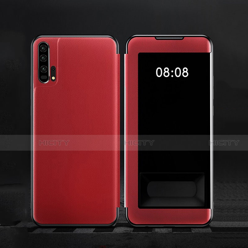 Custodia Portafoglio In Pelle Cover con Supporto T01 per Huawei Honor 20 Pro Rosso