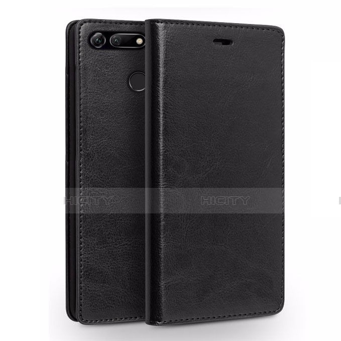 Custodia Portafoglio In Pelle Cover con Supporto T01 per Huawei Honor V20 Nero