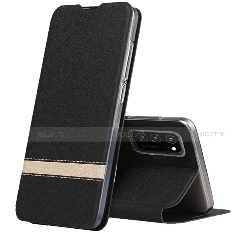 Custodia Portafoglio In Pelle Cover con Supporto T01 per Huawei Honor V30 Pro 5G Nero