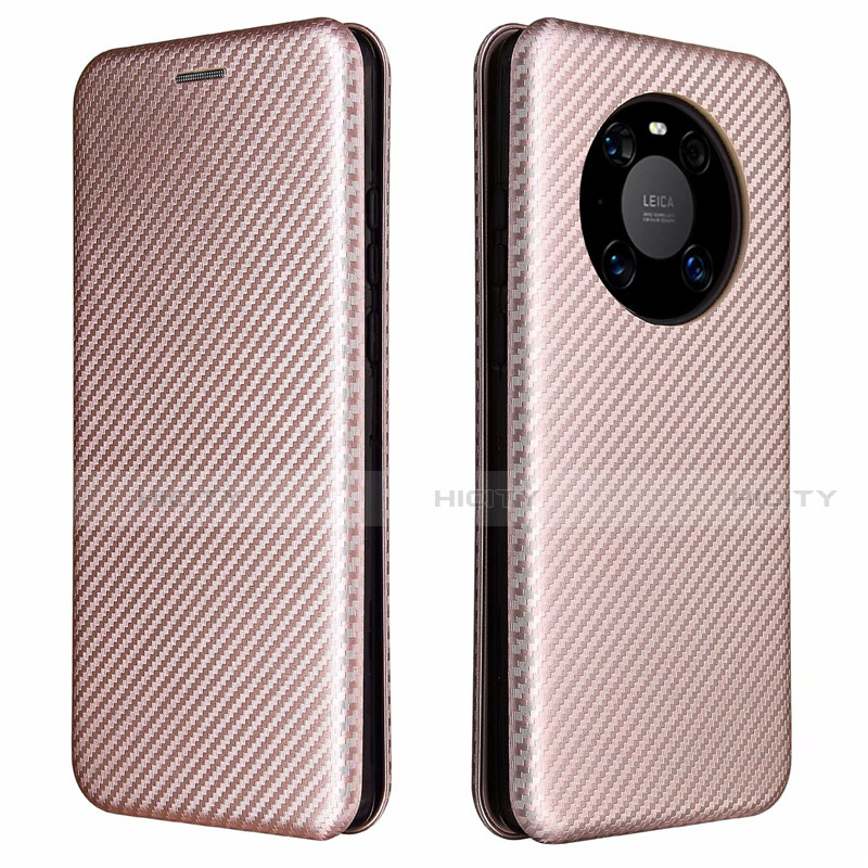 Custodia Portafoglio In Pelle Cover con Supporto T01 per Huawei Mate 40 Pro Oro Rosa