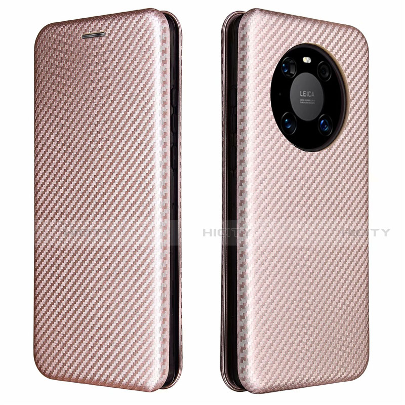 Custodia Portafoglio In Pelle Cover con Supporto T01 per Huawei Mate 40E 4G Oro Rosa