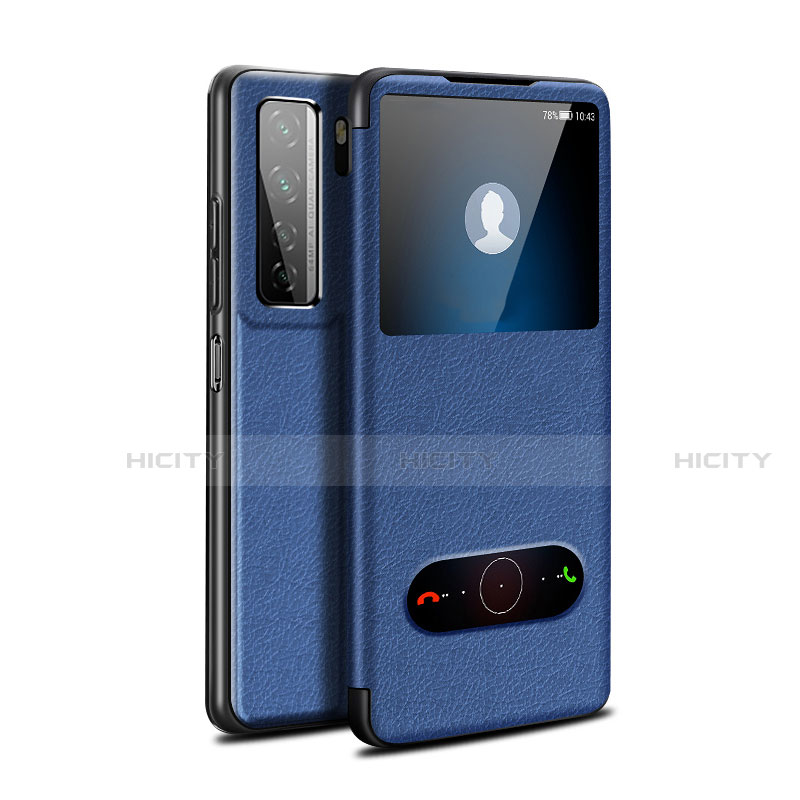 Custodia Portafoglio In Pelle Cover con Supporto T01 per Huawei P40 Lite 5G Blu