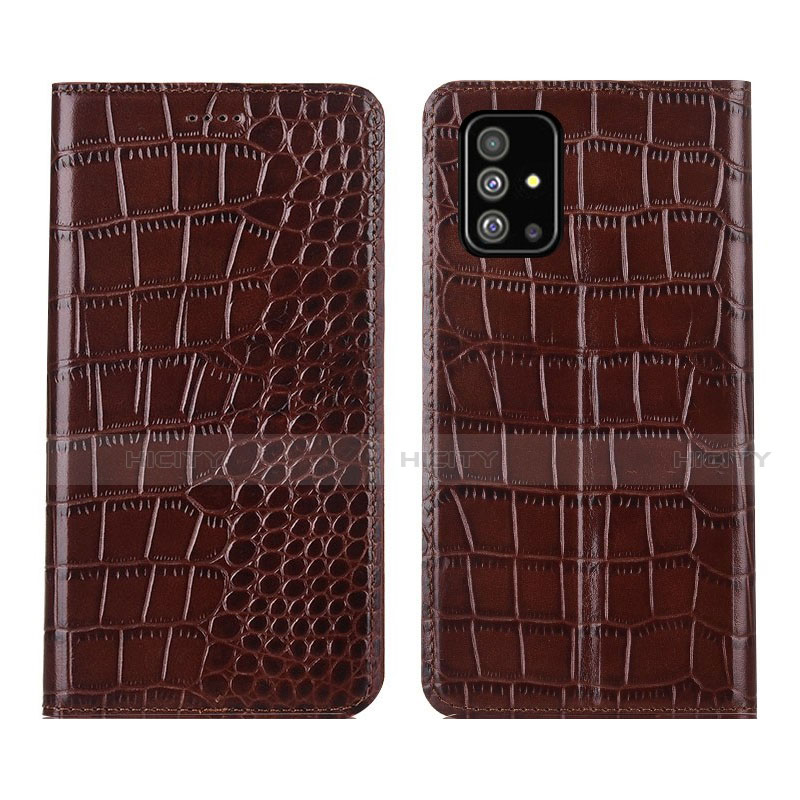 Custodia Portafoglio In Pelle Cover con Supporto T01 per Samsung Galaxy A51 5G Marrone