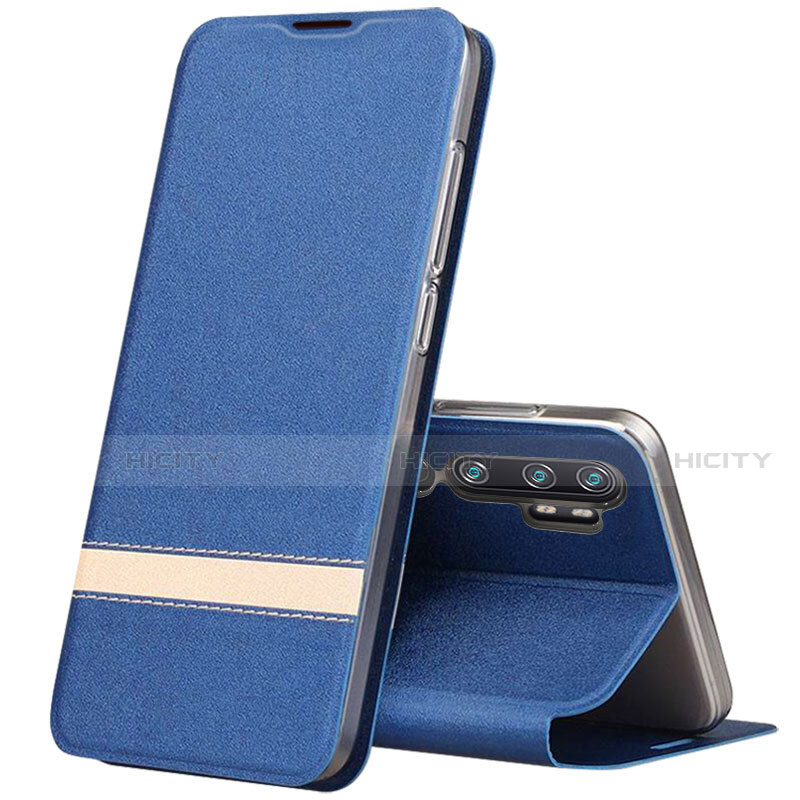 Custodia Portafoglio In Pelle Cover con Supporto T01 per Xiaomi Mi Note 10 Blu