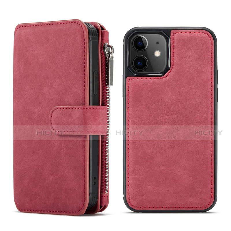 Custodia Portafoglio In Pelle Cover con Supporto T02 per Apple iPhone 12 Rosso