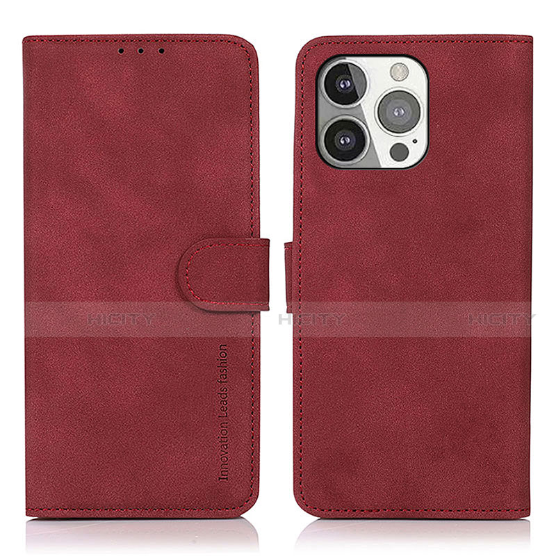 Custodia Portafoglio In Pelle Cover con Supporto T02 per Apple iPhone 13 Pro Rosso