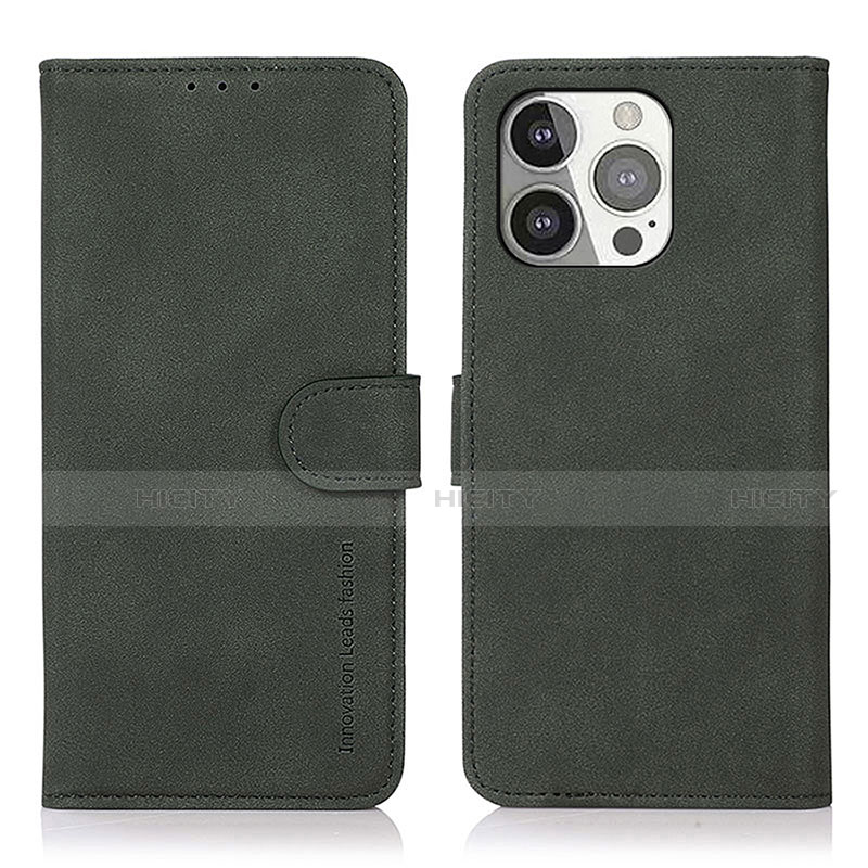 Custodia Portafoglio In Pelle Cover con Supporto T02 per Apple iPhone 13 Pro Verde