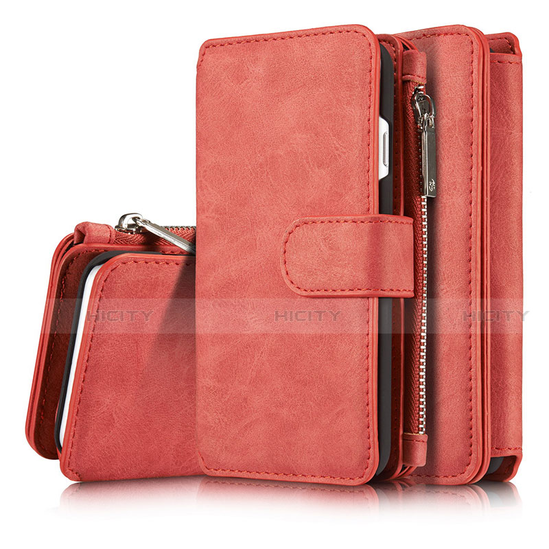 Custodia Portafoglio In Pelle Cover con Supporto T02 per Apple iPhone SE (2020) Rosso