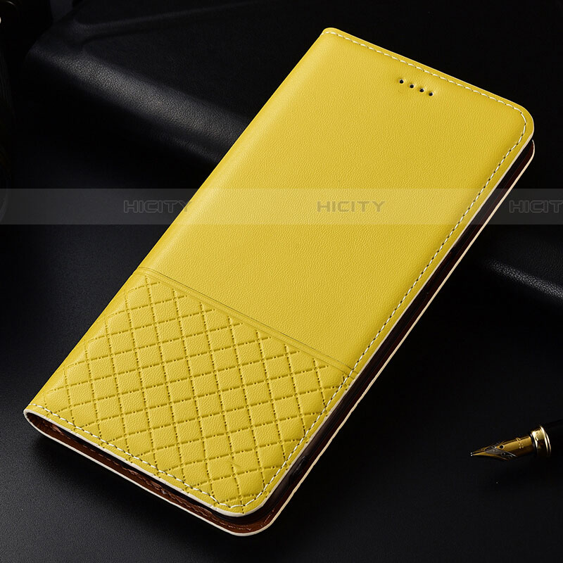 Custodia Portafoglio In Pelle Cover con Supporto T02 per OnePlus 7T Pro Giallo