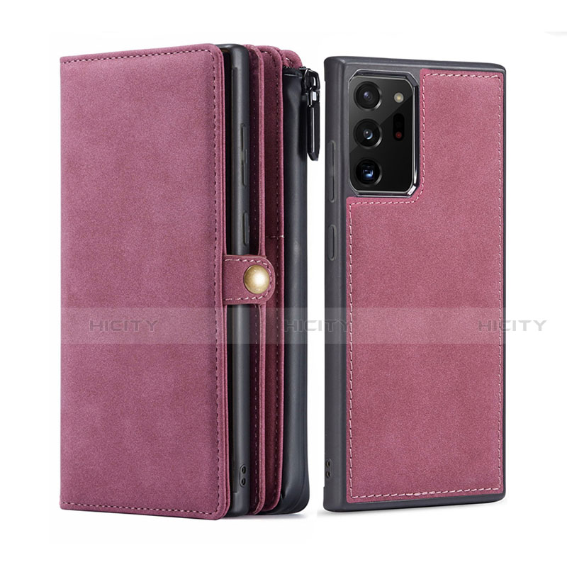 Custodia Portafoglio In Pelle Cover con Supporto T02 per Samsung Galaxy Note 20 Ultra 5G Rosso Rosa