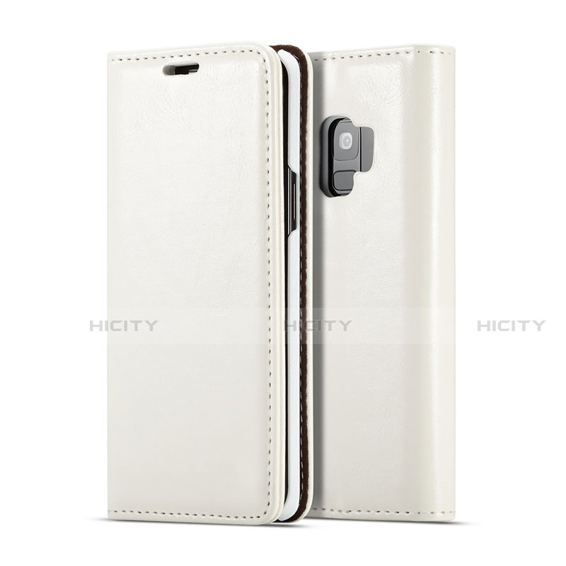 Custodia Portafoglio In Pelle Cover con Supporto T02 per Samsung Galaxy S9 Bianco