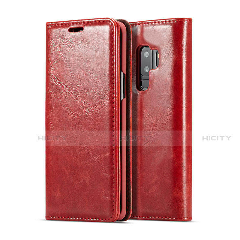Custodia Portafoglio In Pelle Cover con Supporto T02 per Samsung Galaxy S9 Plus Rosso
