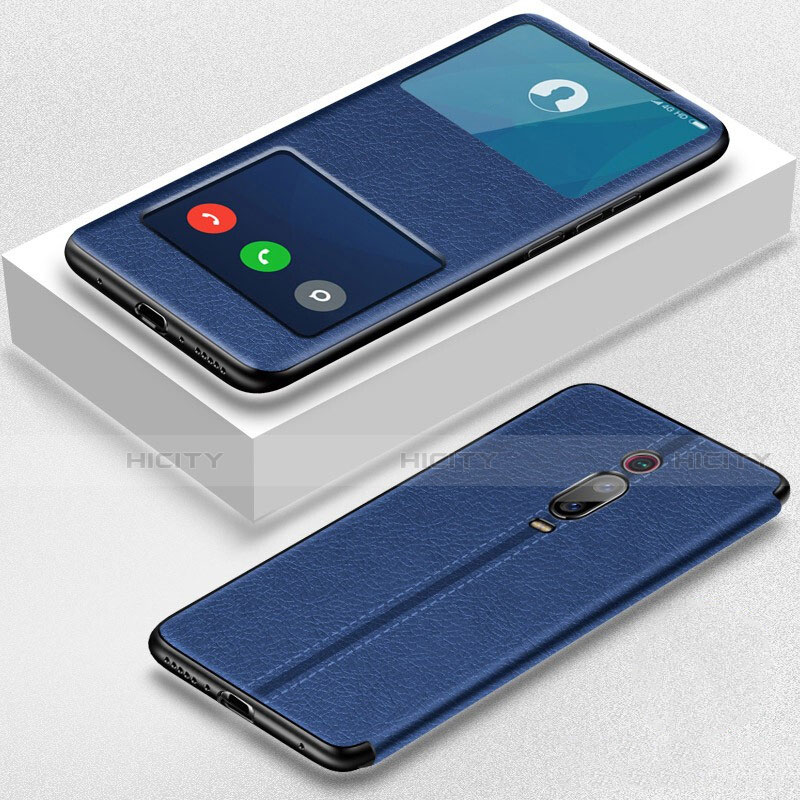 Custodia Portafoglio In Pelle Cover con Supporto T02 per Xiaomi Mi 9T Pro Blu