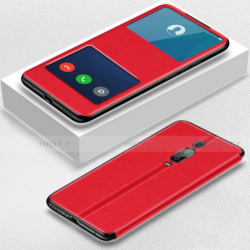 Custodia Portafoglio In Pelle Cover con Supporto T02 per Xiaomi Mi 9T Pro Rosso