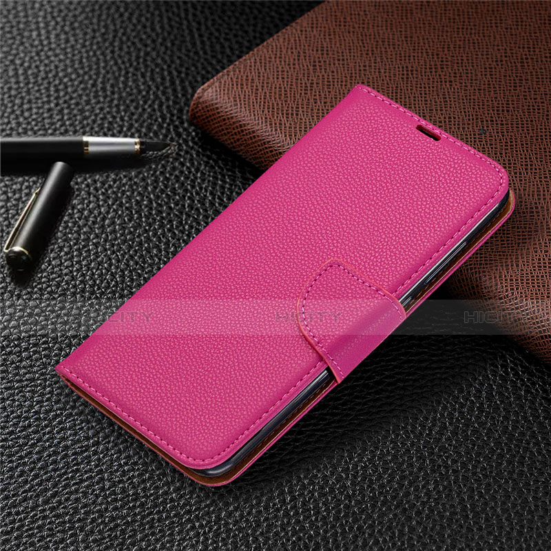 Custodia Portafoglio In Pelle Cover con Supporto T02 per Xiaomi Redmi 10X 4G Rosa Caldo